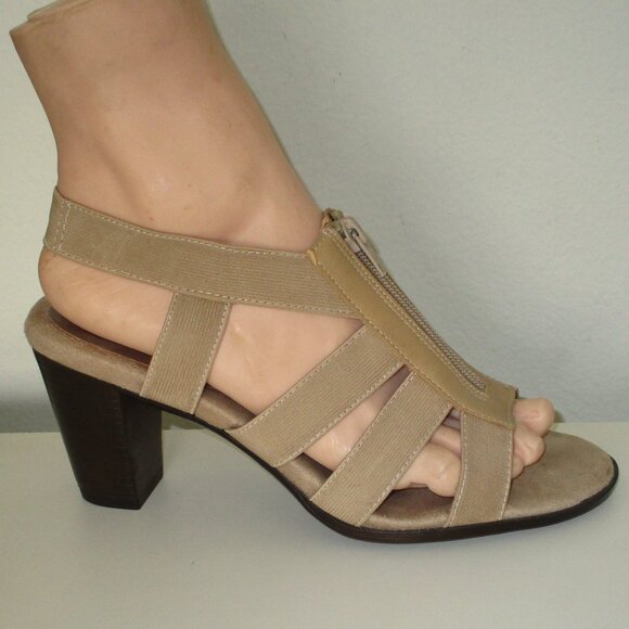 Aerosoles A2 Heelrest Grand Canyon Womens Tan Elastic Open Toe Heel - Size 8.5M - Picture 3 of 10